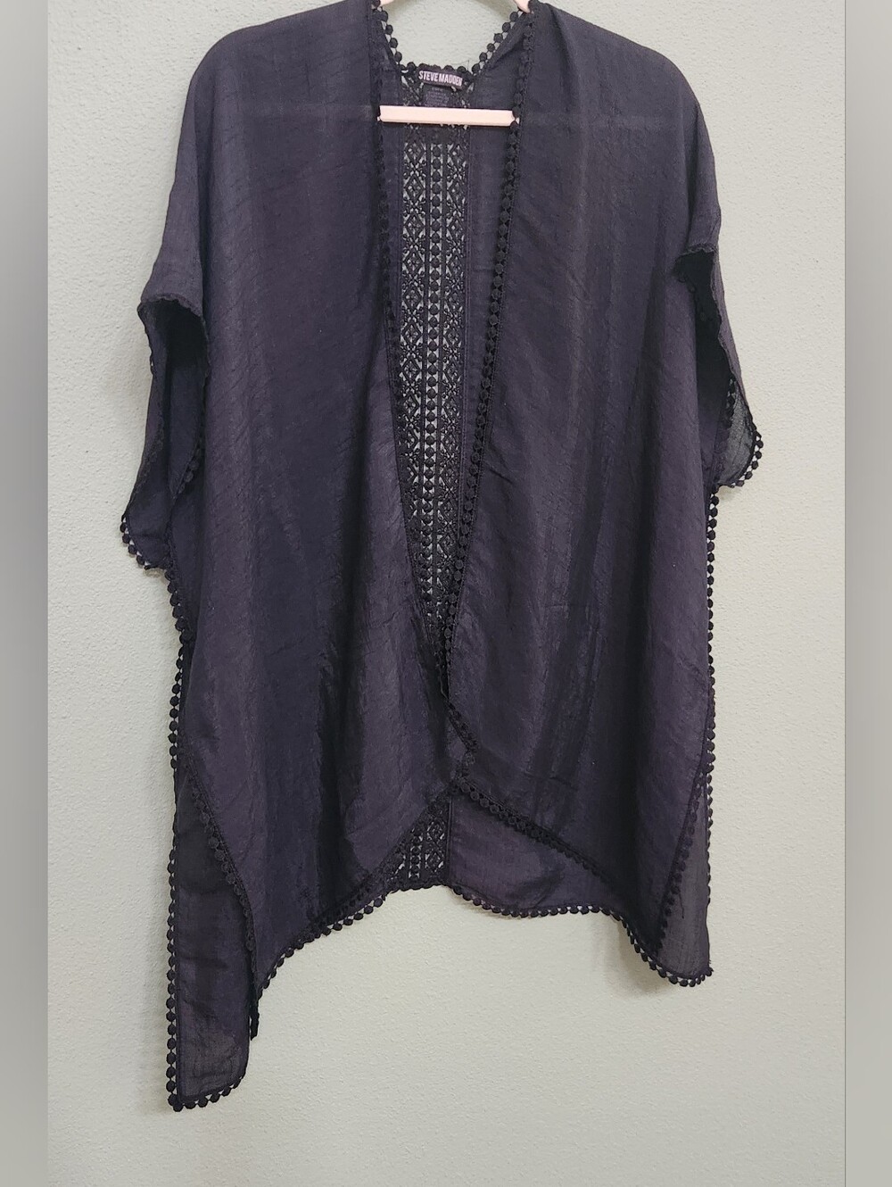 Steve Madden Black Lightweight Kimono Stlye Cover-Up. Size - OSFM